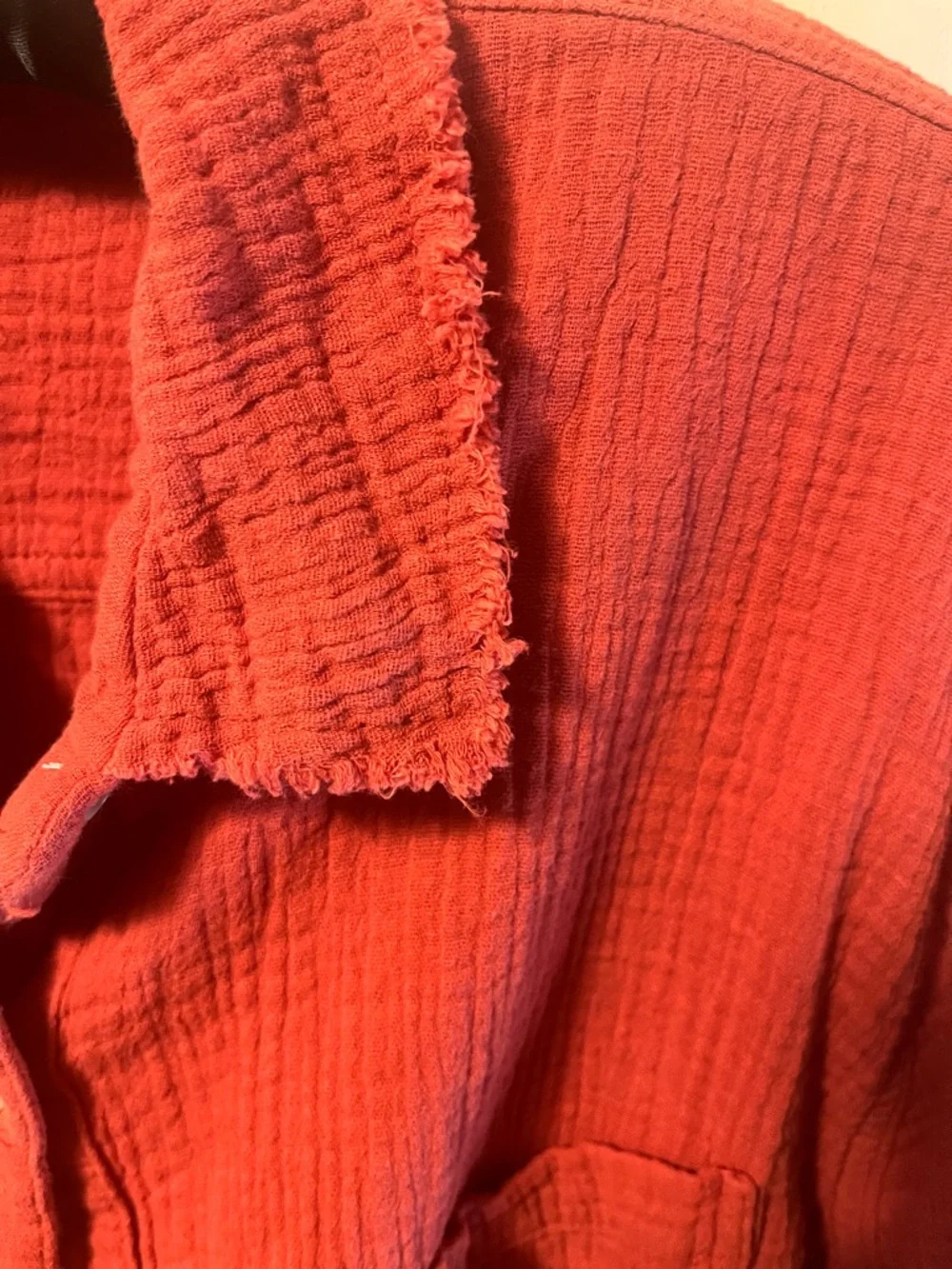 LA MIEL Brick Red Textured Button-Up Shirt - Picture 3 of 8